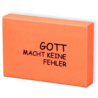 Radiergummi - Gott macht keine Fehler - Neon-Orange
