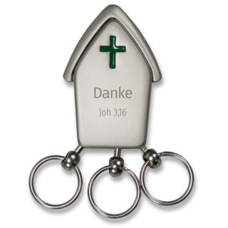 Schlüsselanhänger Kirche aus Metall