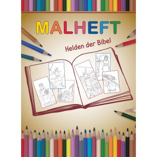 Aufgeschalgense Buch mit den Helden der Bibel