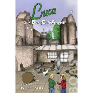 Zerstörtes Cafe vor einer Burg