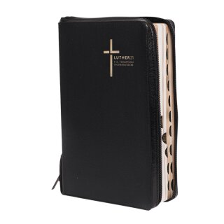 Schwarze Thopmson Studienbibel Bibel leicht geöffnet