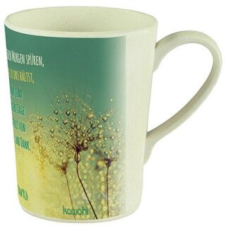 Tasse aus Bambus mit farbigen Aufdruck und bibeltext
