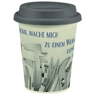 Becher aus Bambus mit farbigen Aufdruck und Tex von Franz Assisi