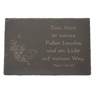 Psalm 119,105  auf Schiefertafel