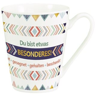 Eine Seite der Tasse mit Aufschrift
