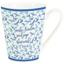 Tasse mit feinem Aquarell-Motiv mit fliegenden Tauben in...