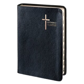 Schwarze Thopmson Studienbibel Bibel leicht geöffnet ohne Reißverschluss