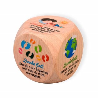 Gebetswürfel aus Holz mit Dankesgebete