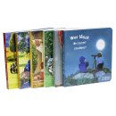 sechs Pappbücher im Paket