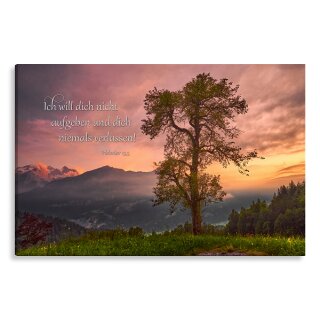 Motiv Berglandschaft mit Baum auf Künstlerleinwand