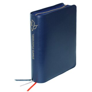 Lederbibelhülle Rindleder Smart mit Reißverschluss Blau für Stamps-Bibel