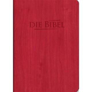 Elfelder Taschenbibel PU-Kunstleder Holzoptik mit Struktur in rot