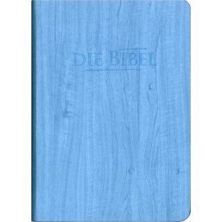 Elfelder Taschenbibel PU-Kunstleder Holzoptik mit Struktur in blau