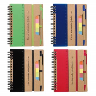 Multi Notizbuch mit Kugelschreiber in 4 Farben