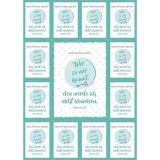 Aufkleber Grußkarte Wer zu mir kommt