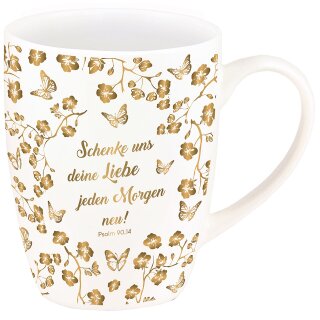 Gold Dekor Tasse mit Rankenmuster Schenke uns deine Liebe