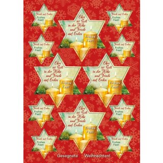 Aufkleber Grußkarte mit Weihnachtsmotiv Kerzen