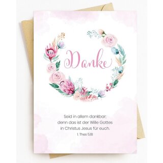 Postkarte Danke mit Umschlag