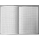 Ansicht der karrierten Blätter des Notizheftes