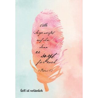 Postkarte im Aquarelldesign - Feder