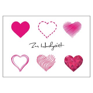 Faltkarte Herzen zur Hochzeit