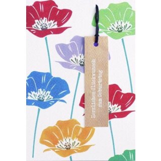 Doppelkarte zum Geburtstag mit Blumenmotiv