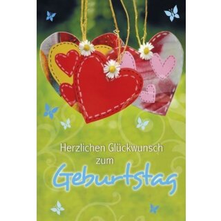 Doppelkarte zum Geburtstag mit Herzenmotiv