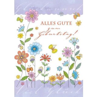 Doppelkarte zum Geburtstag mit Blumenmotiv