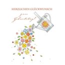 Doppelkarte zum Geburtstag mit Blumenmotiv