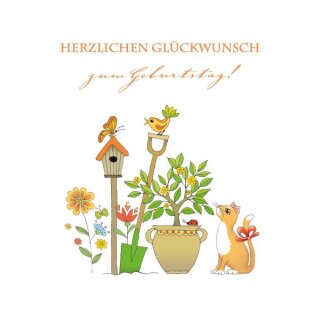 Doppelkarte zum Geburtstag mit Gartenmotiv