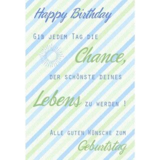 Doppelkarte zum Geburtstag - Streifen blau-grün