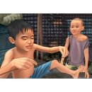 Ansicht eines Jungen mit der Spinne spielend