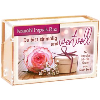 Klarsicht box mit 62 Karten Du bist einmalig und wertvoll