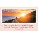 Kärtchen mit Bildmotiv Sonnenuntergang und dem Vers aus Nehemia 8 10