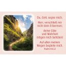 Kärtchen mit Sonnenuntergang mit dem Vers aus Psalm 40 12