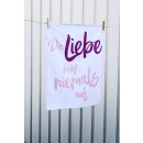 Weißes Geschirrtuch mit Pinker Schrift Alles Liebe