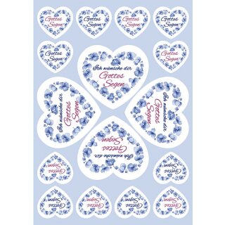 16 Herz Aufkleber mit Blumen zum Geburtstag