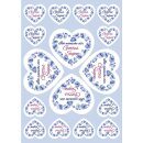 16 Herz Aufkleber mit Blumen zum Geburtstag