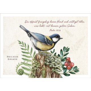 Postkarte mit einem Vers aus Psalm 145 16