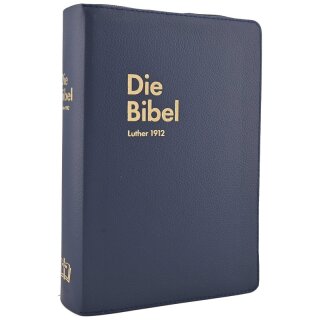 Luther 1912 Standardausgabe Leder mit Reißverschluss Blau