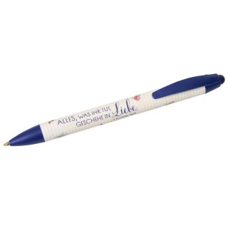 Kugelschreiber mit der Aufschrift Alles was ihr tut