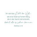 Kärtchen mit Bibelvers aus Matthäus 5 14