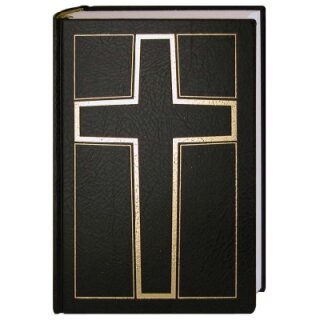 schwarze Bibel mit großen goldenem Kreuz