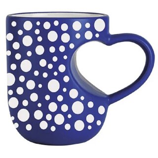 Herz-Tasse - Blau - mit Punkten