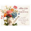 Postkarte - Blumenstrauß in Gießkanne