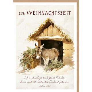 Faltkarte Weihnachten - Esel