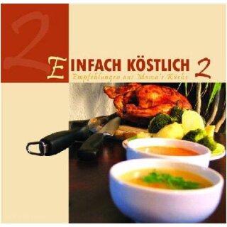 Schalen mit Suppe und im Hintergrund ein Hänchen