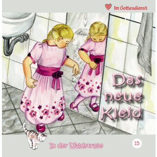 Mädchen mit schönem Kleid vor einem Spiegel