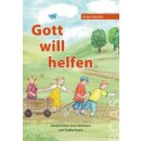 Kinder auf der Wiese mit dem Bollerwagen