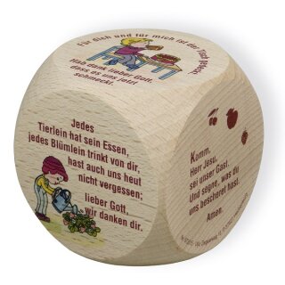 Gebetswürfel aus Holz mehrfarbige Aufdrucke